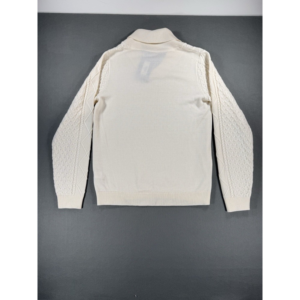 Brand New Mens Murano Cream Textured Shawl Collar Merino Sweater Size M - Picture 9 of 10